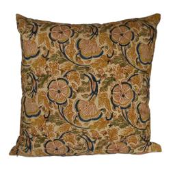 Handmade floral block print cotton cushion cover natural vegetable dyes 40x40cm.