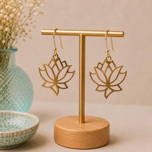 Earrings Gold Colour, Lotus