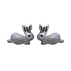 Ear studs, Silver coloured Rabbits 1.5(L) x 2 (W) cm