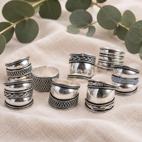 Copper rings silver-plated assorted pack 20