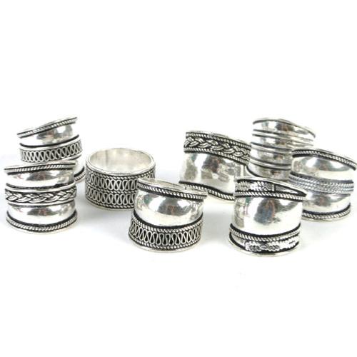 Copper rings silver-plated assorted pack 20