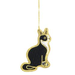 Hanging Christmas Decoration Black Cat Beaded 