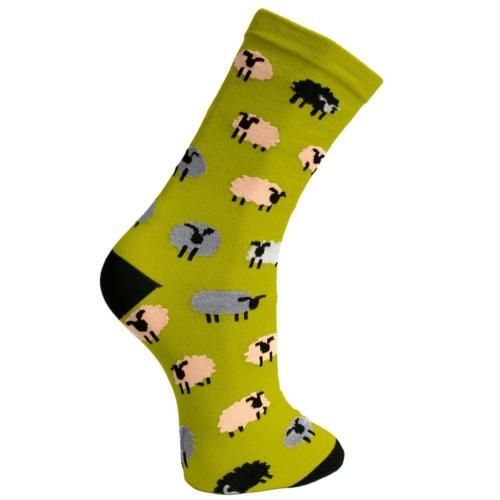 Bamboo Socks Sheep Green Shoe Size UK 7-11