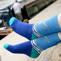 Bamboo socks, seascape & albatross, Shoe size: UK 3-7, Euro 36-41
