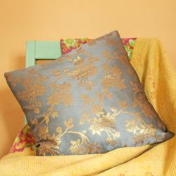 Grey cushion cover with recycled brocade fabric 40 x  40 cm