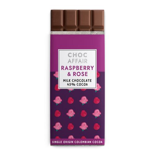 Rose and raspberry milk chocolate bar