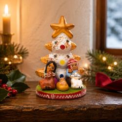 Mini Traditional Ceramic Christmas Tree Nativity