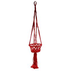 Hanging basket, macrame red 17cm diameter
