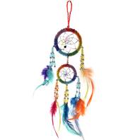 Dreamcatcher rainbow with silver colour beads 6cm