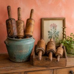 Single Upcycled Wooden Rolling Pin Approx 30 x 7 x 7cm