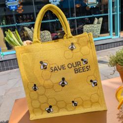 Jute shopping bag, yellow Save Our Bees