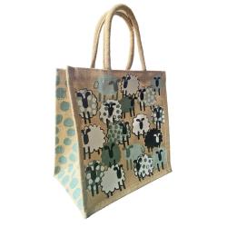 Jute shopping bag, square, sheep