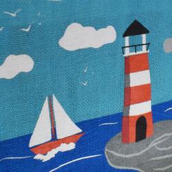 Jute shopping bag, Lighthouse and Yacht 30x30cm