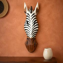 Mask Albesia Wood Zebra 50cm