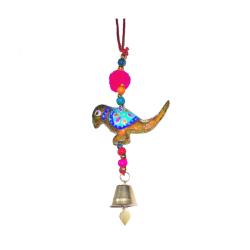 Bird Hanging with Bell Recycled Plastic Brown