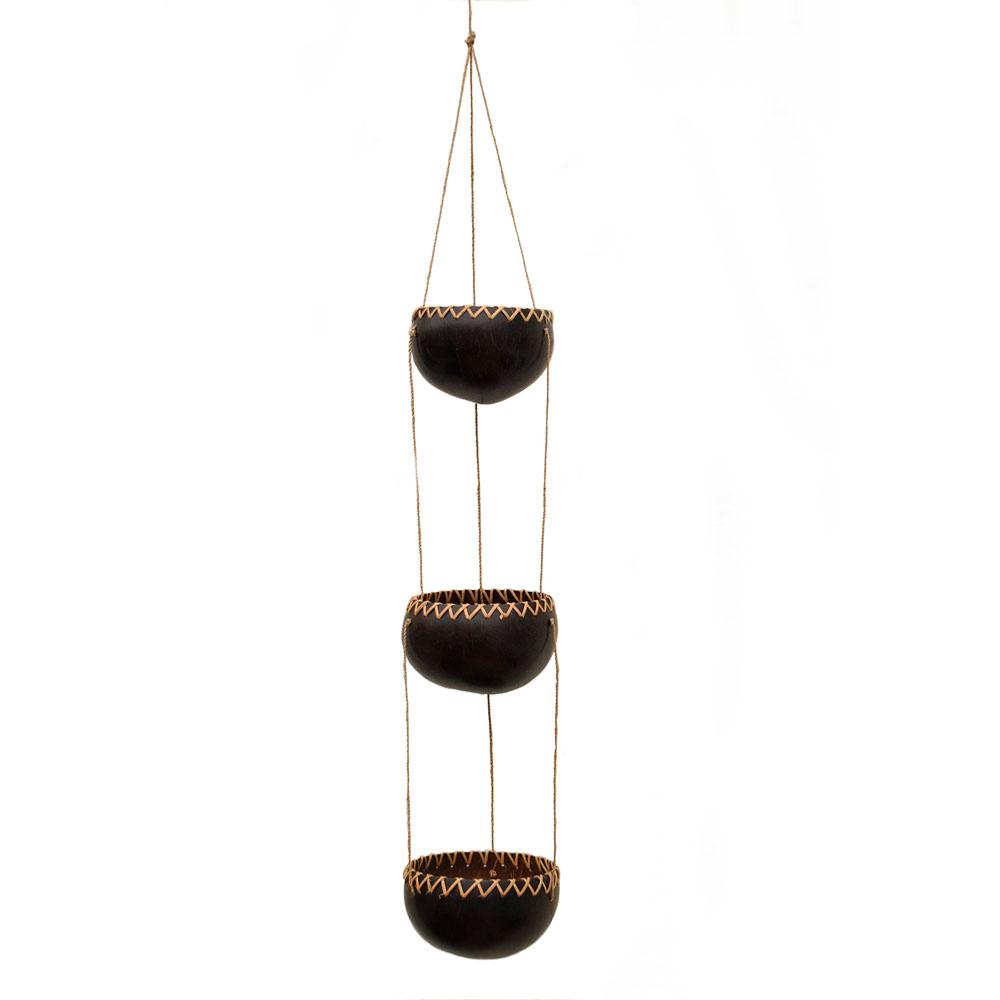 Coconut hanging planter/light holder 3tier black