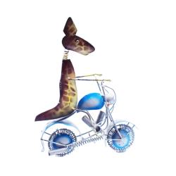 Giraffe on Motorbike Metal 16x7x22cm