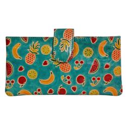 Leather wallet / purse, fruits design, 18x10cm