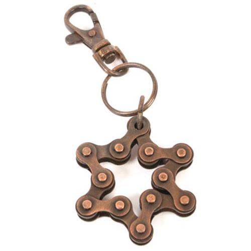 Keyring recycled bike chain star