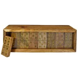Dominoes in box, mango wood, 20x5.5x6.75cm