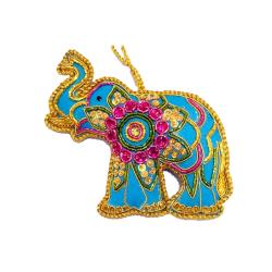 Hanging Decoration Embroidered Elephant Blue