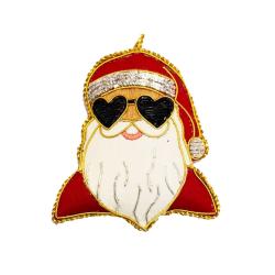Hanging Decoration Embroidered Santa with Heart Sunglasses