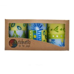 3 hand painted candles in gift box, Ihlobo