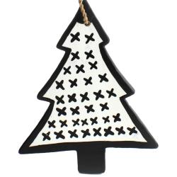 Hanging Decoration, Christmas tree black with white crosses