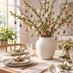 Box of 48 Hanging Egg Decorations Floral Assorted Papier Maché 4cm