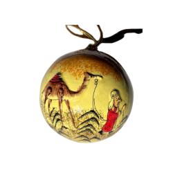 Bauble Papier Mâché Camel Yellow 6cm
