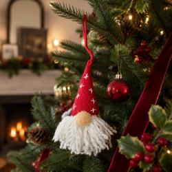 Hanging Decoration Handcrafted Felt Santa Gnome 3 x 10cm