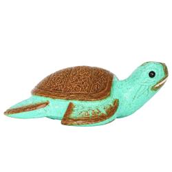Turtle Ornament Brown Back Albesia Wood 28cm