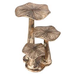 Toadstool Ornament Brown 3-tier Albesia Wood 30cm