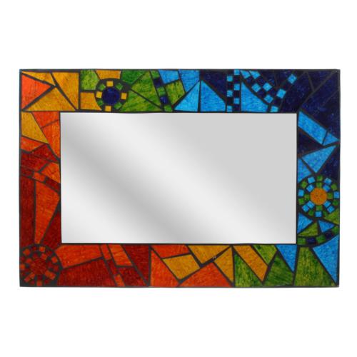 Mirror rectangle with mosaic surround 29x42cm rainbow