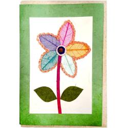 Handmade card, single flower 12x17cm