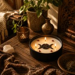 Candle with Gemstone Esoteric Good Fortune, Patchouli + Orange 200g