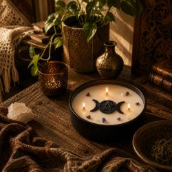Candle with Gemstone Esoteric Purifying Moon, Palo Santo + Lavender 200g