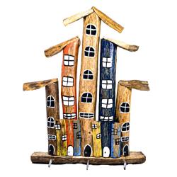 Wall Hooks Driftwood Colourful Beach Houses