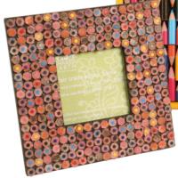 Photo frame, recycled pencil crayons, 3x3" photo