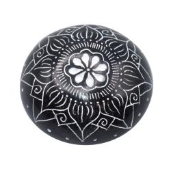 Pebble / paperweight, palewa stone, lotus black 6.5cm