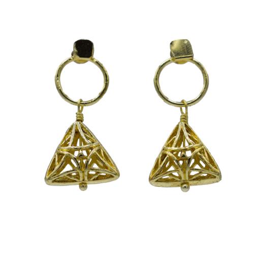 Ear studs Cutout 3D Triangle gold colour