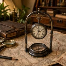 Compass & Quartz Pocket Watch Ornament