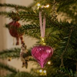 Hanging Tree Decoration Glass Onion Pink