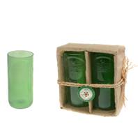 Pack of 2 glass tumblers, recycled Heineken bottles, green