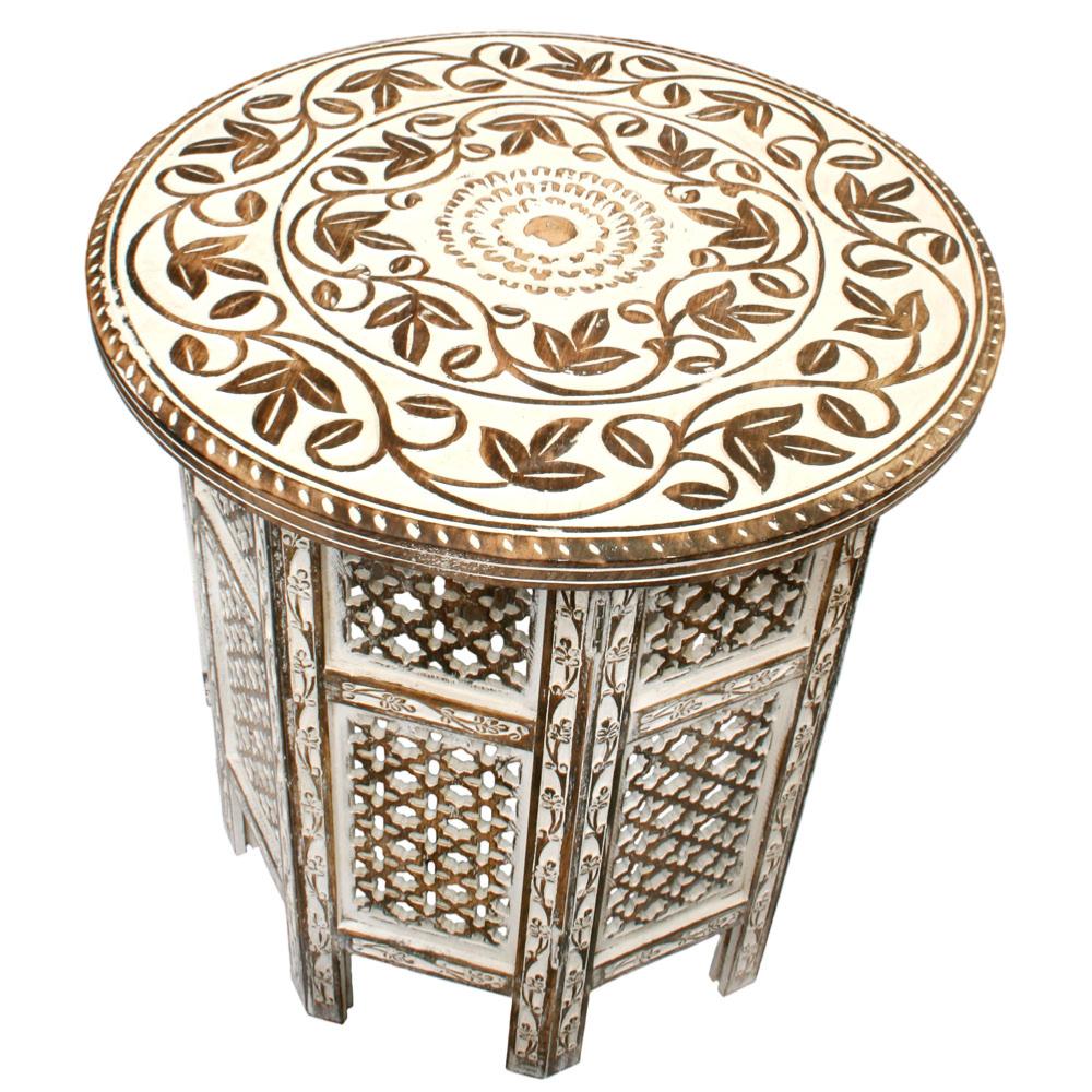 Coffee table mango wood round, white