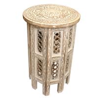 Coffee table mango wood round, white