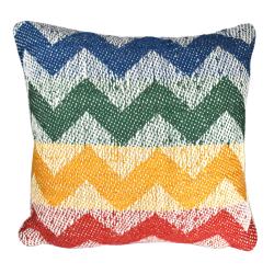 Rainbow Brighter Future cushion cover made from woven plastic bottles 40x40cm