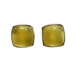 Ear Studs, Square, Yellow Onyx