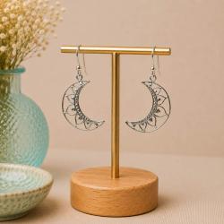 Earrings Silver Colour, Crescent Moon