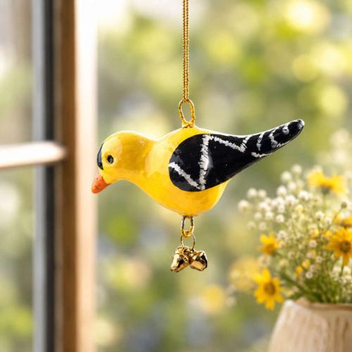 Hanging Bird Decoration Golden Oriole, Recycled Plastic